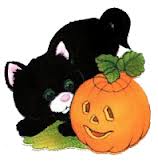 Halloween Kitten with Pumpkin